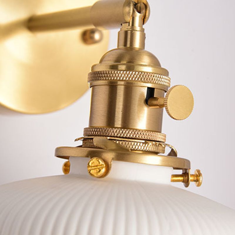 Gold Modern Metal Wall Sconce Geometric Shape Sconce Lights with Ceramic Shade