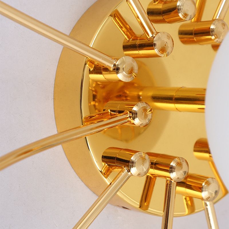 Plafonnier radial artistique moderne en fer forgé avec abat-jour en verre coloré