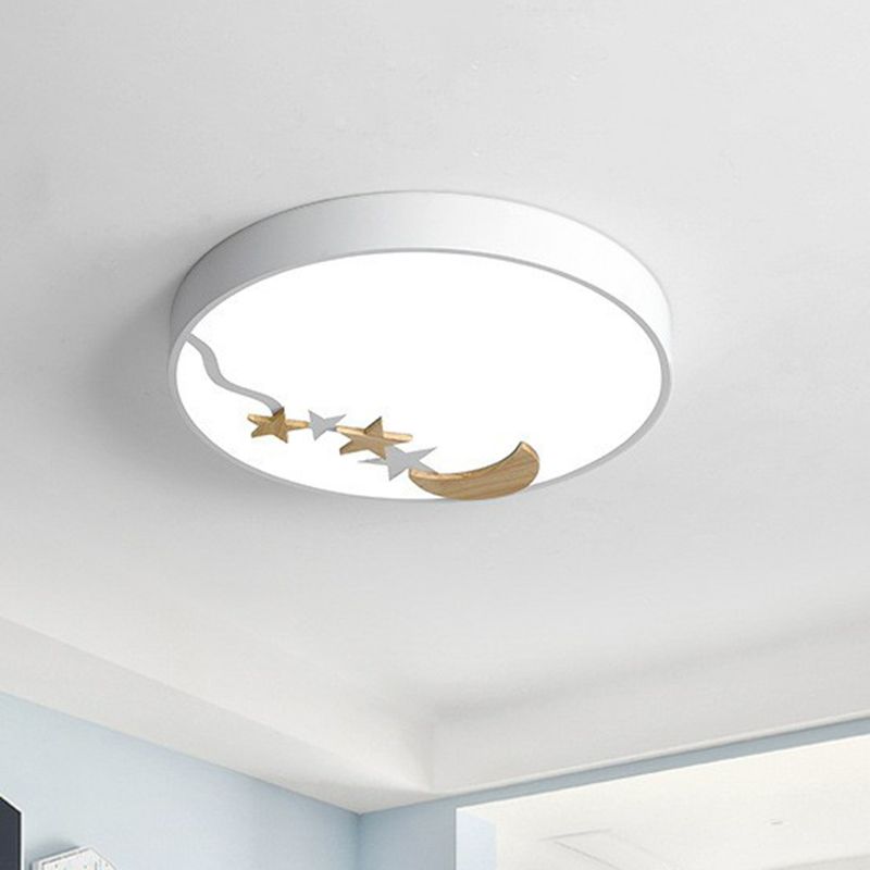 Plafonnier encastré rond acrylique simple LED encastré luminaire avec étoile et lune décor