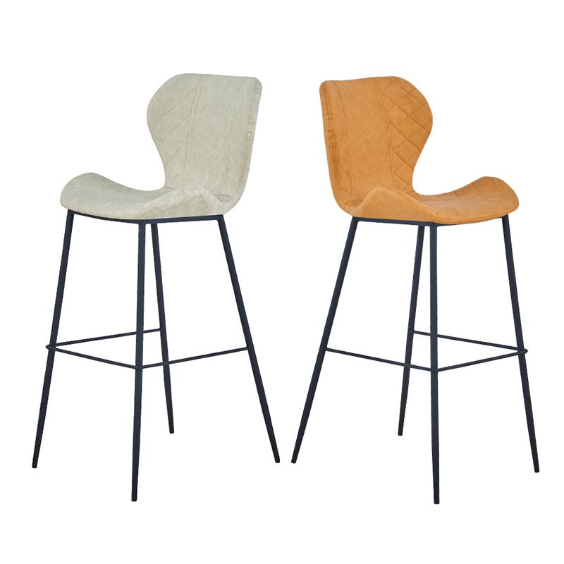 Industrial Indoor Bar-stool Leather Footrest Bucket Black Base Bar and Counter Stool