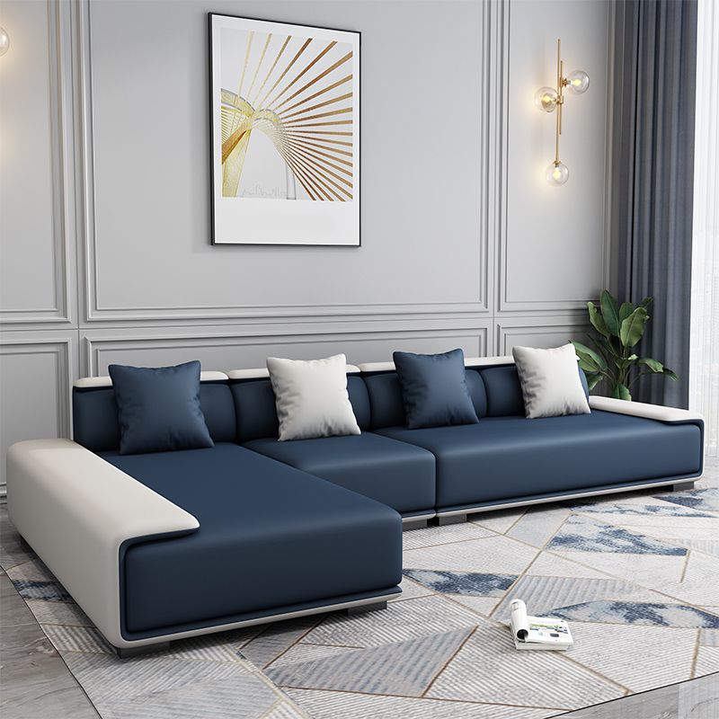 Contemporary Modular L-Shape Sectional with Pillowed Back Cushions