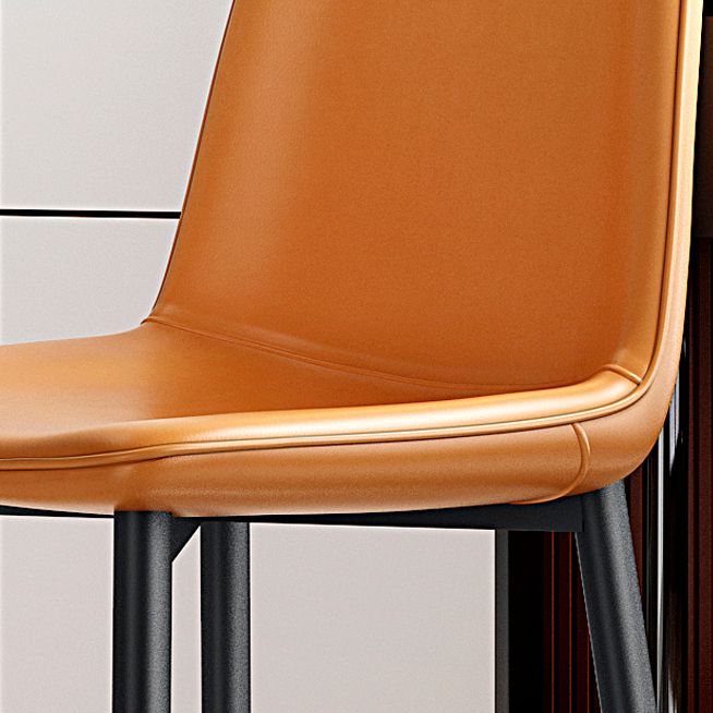 Home Scandinavian Side Chair Solid Back Metal Dining Room Chair with Black Legs