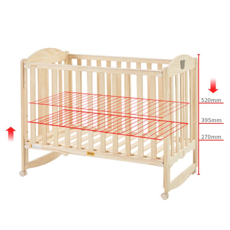 Farmhouse with Storage Baby Crib Wood Arched Crib with Casters