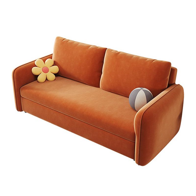 32.67" Wide Futon Sofa Bed with Storage Foldable Orange Synthetic Fiber
