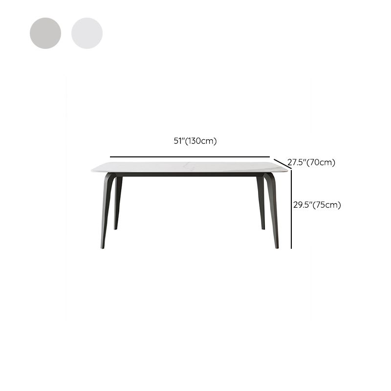 Mid-Century Dining Room Table Rectangle Stone Dinette Table for Kitchen