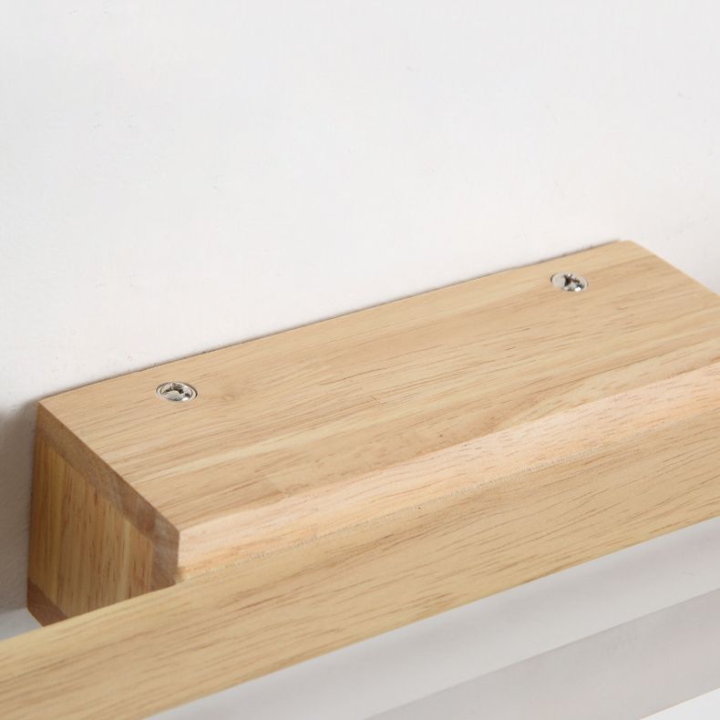 Natural Oak Linear Bathroom Vanity Light Fixture Acrylic Anti-fogging Shade Vanity Mirror Light