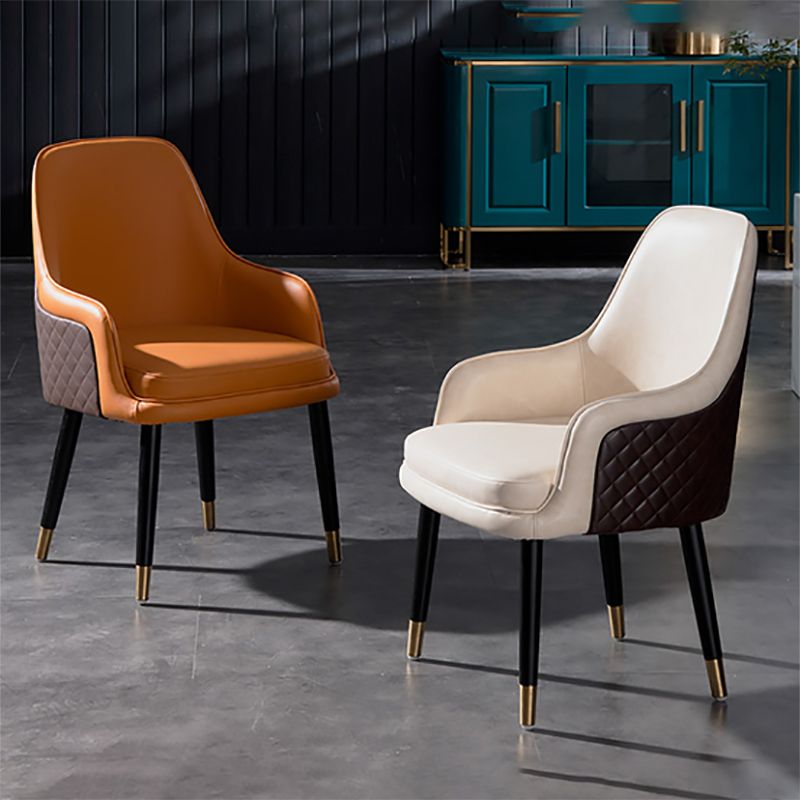 Leather Arm Chair Glam Style Indoor Dining Chair for Dining Room