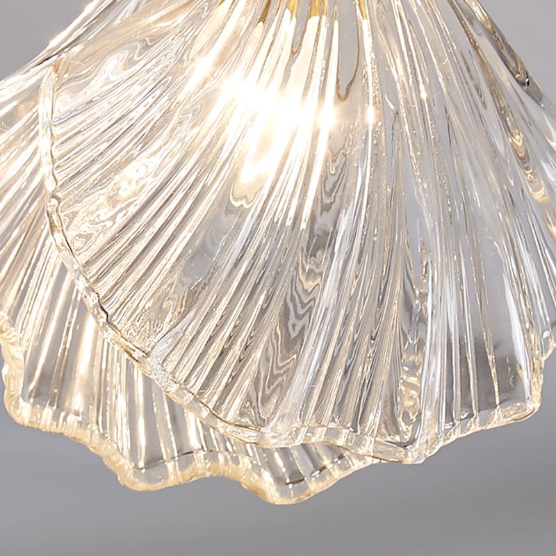Gouden Shell plafondgemonteerde armatuur Eenvoud Stijl Glazen plafondlamp