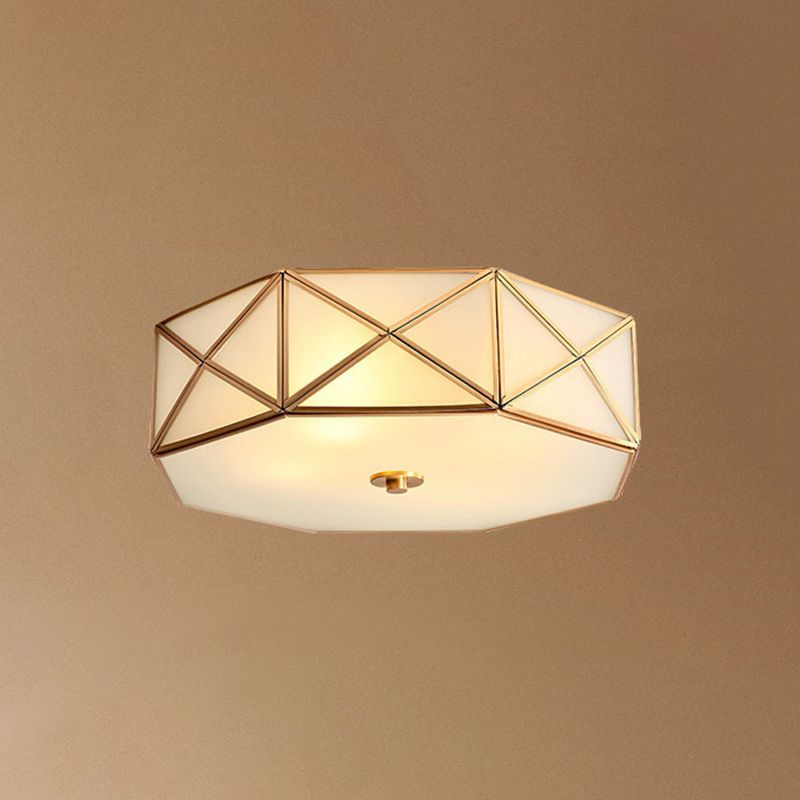 Plafonnier en verre et laiton de Style rétro colonial, plafonnier géométrique en cuivre pour le salon