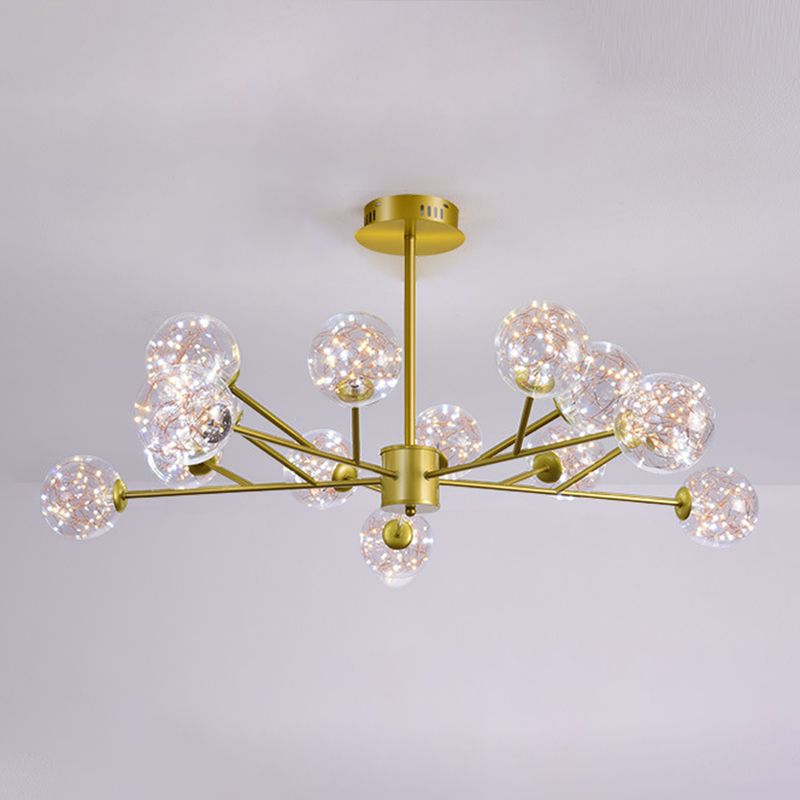 Contemporary Sphere Chandelier Lights Glass Pendant Light in Gold
