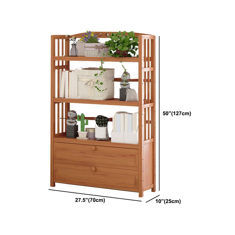 Standard Bamboo Bookshelf Contemporary Brown Open Shelf Bookcase