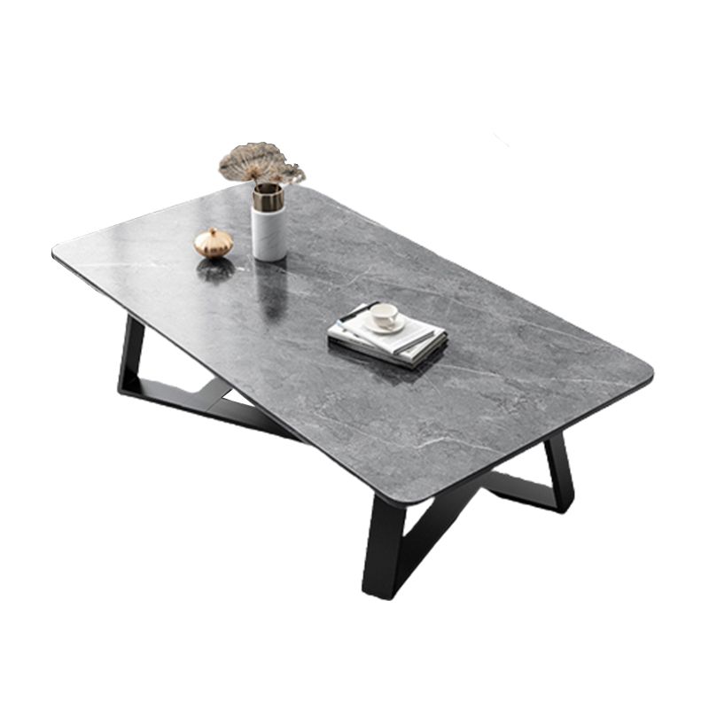 Glam Cross Legs Coffee Table Slate Rectangular Cocktail Table for Home