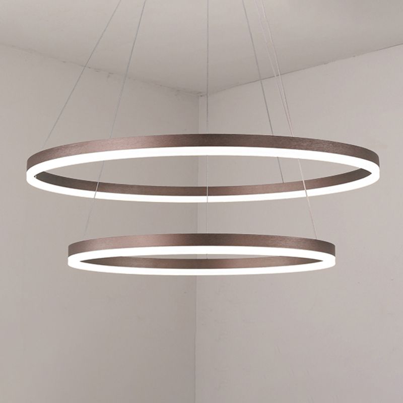 Circle Shape Metal Pendant Light Fixtures Modern Style Hanging Light Fixtures in Brown