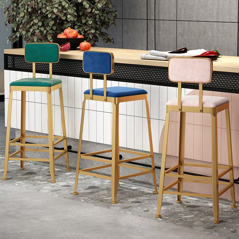 Glam Low Back Living Room Stool Matte Finish Velvet Counter Stool