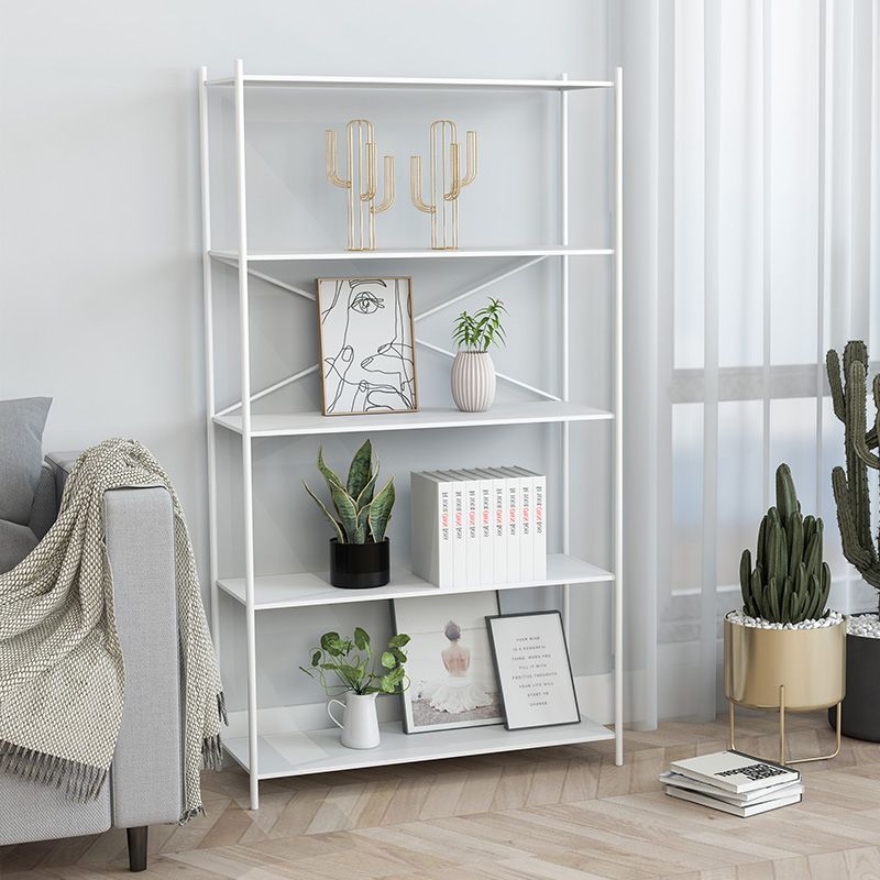 Industrial Metal Rectangle Bookcase Open Back Storage Bookshelf