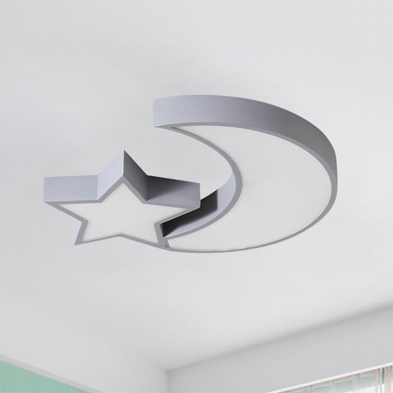 Plafonnier LED en métal acrylique avec étoile et lune, plafonnier mignon pour chambre d'enfant