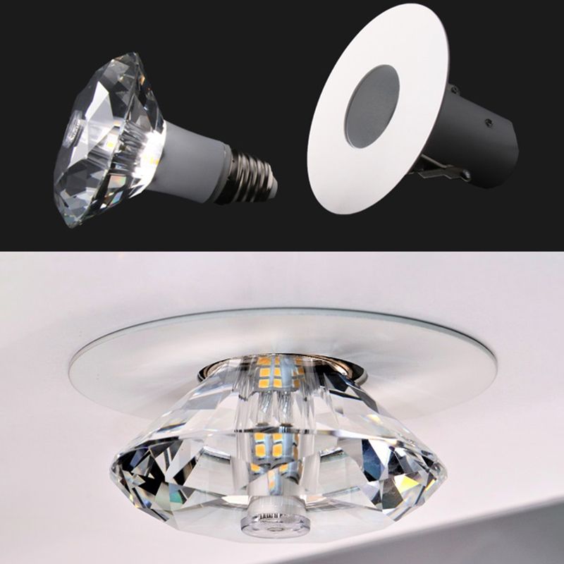Modern Semplicity Crystal Massimale Light Diamond Shape Mini Flush - montaggio Lamp con Metal Canopy per Hallway Aisle