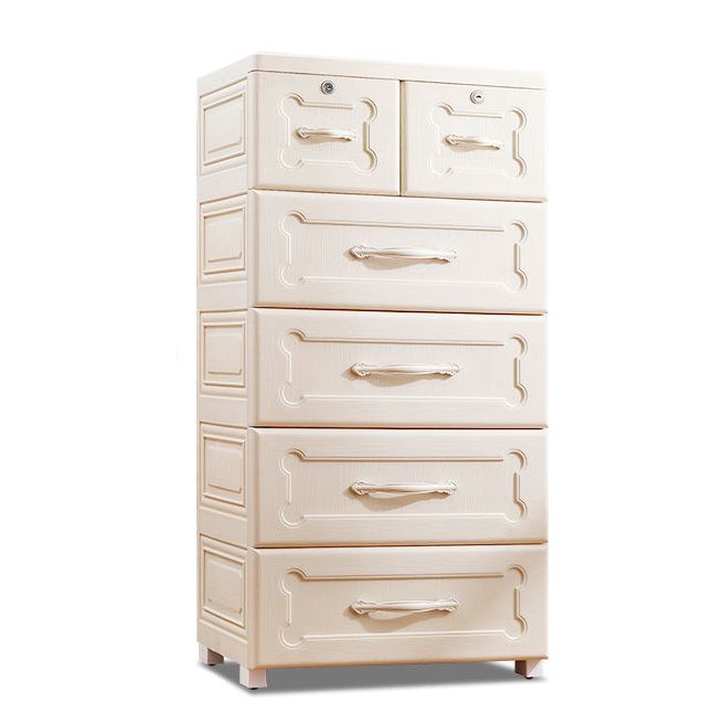 Contemporary Storage Cabinet with Legs Plastic Non-Hanging Armoire