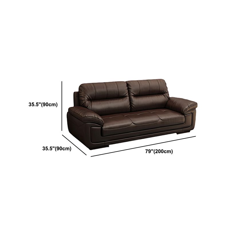 Contemporary Dark Brown Sewn Pillow Back Standard Pillow Top Arm Sofa