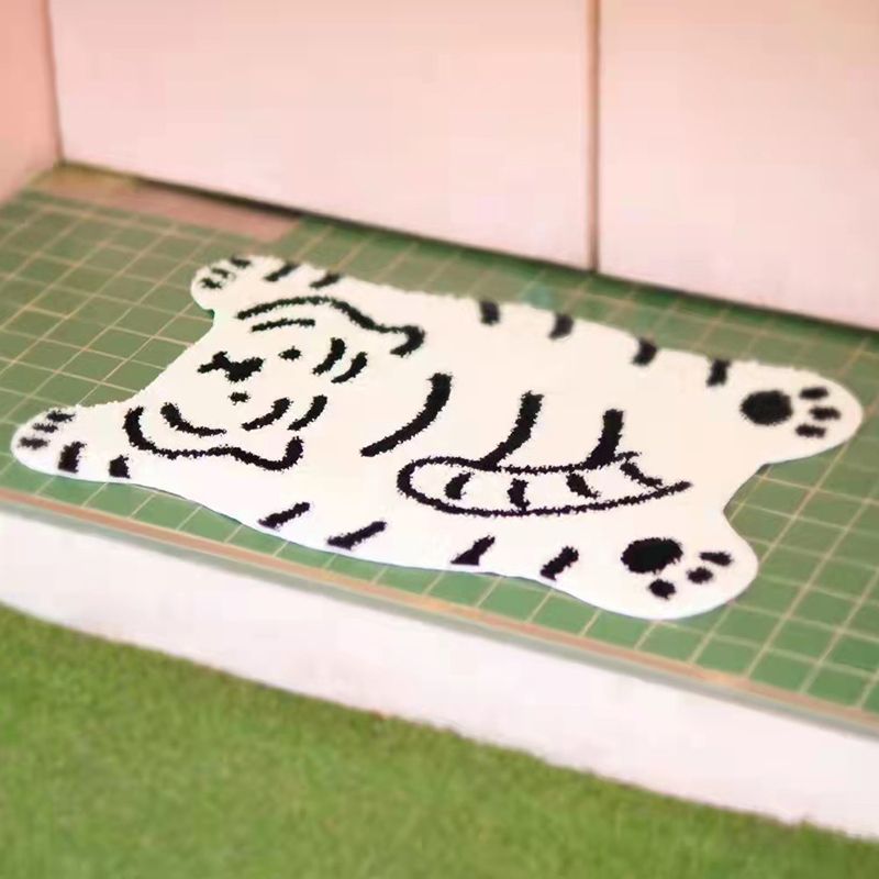 Basto tappeto in poliestere per tappeti per interni lavabili area di tigre adorabile con supporto anti-slip