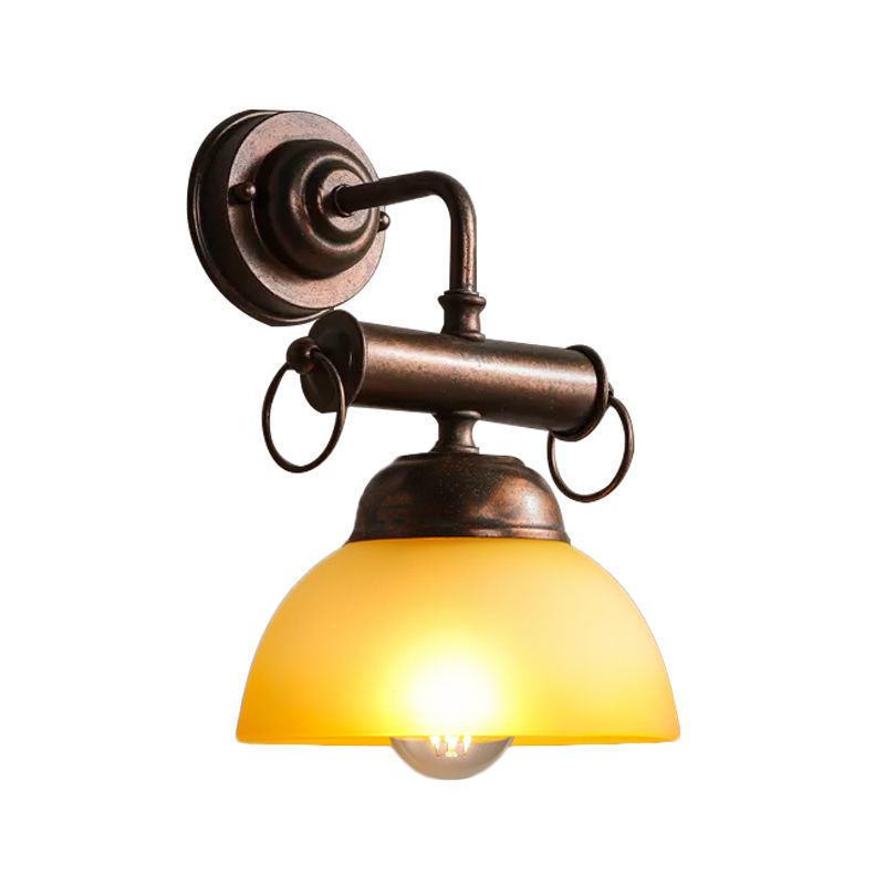 PROBAJE DE BRONZE BOWL CHONCE LIGHT Farmhouse White/Yellow Glass 1 Head Restaurant Lighting Lighting Fixture