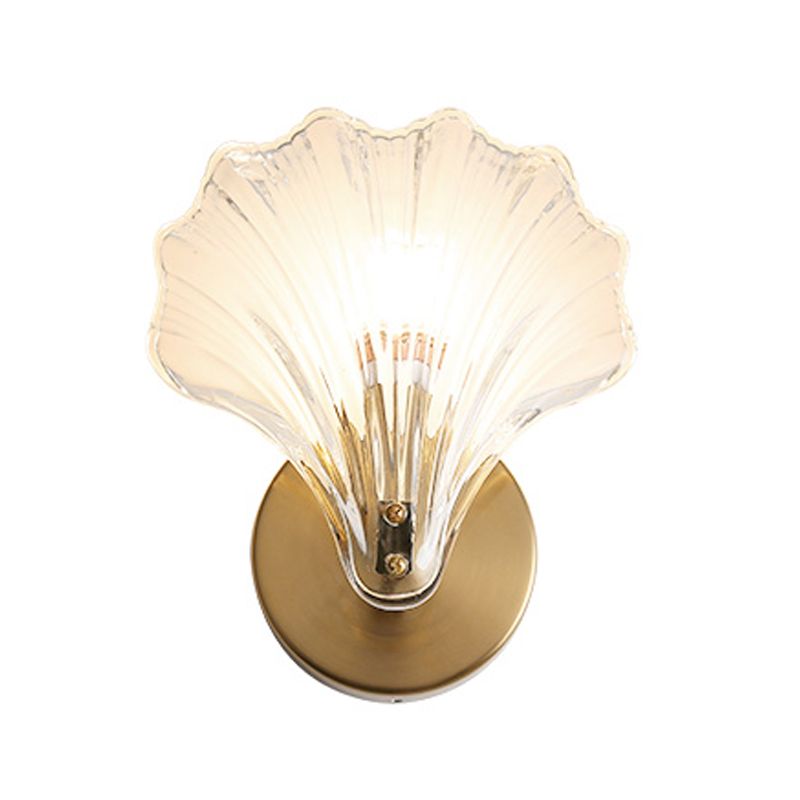 Shell Shape Glass Vanity Lamp Modern Style 1 Light Vanity Light Fixture in Gold