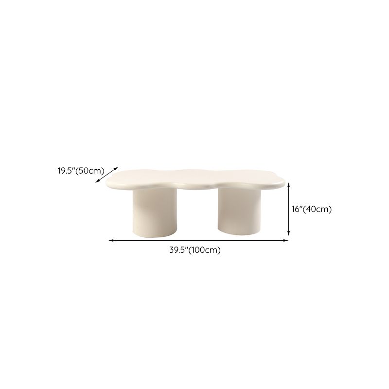Scandinavian Free Form Coffee Table White Wooden Cocktail Table with 4 Legs