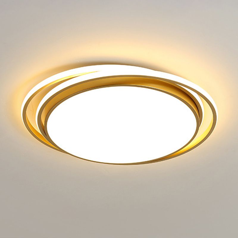 Modern Minimalist Metal Flush Mount Ceiling Lamp Gold Circular Shape LED Flush Mount Lighting for Bedroom