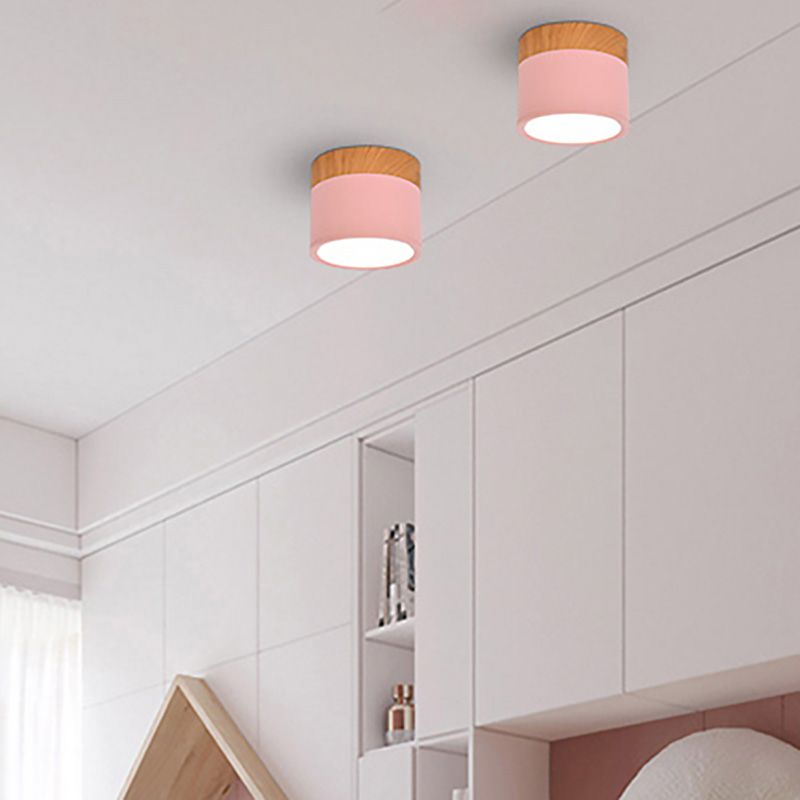 Child Bedroom Nordic Colorful Ceiling Mount Light Macron LED Overhead Lighting