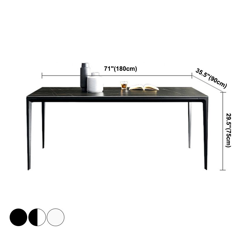 Mesa de comedor rectangular moderna Mesa de comedor de piedra sinterizada con 4 patas de metal