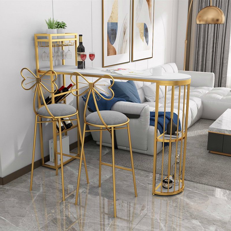 Contemporary Bar Dining Table 42-Inch Top Bar Height Table with Wine Storage