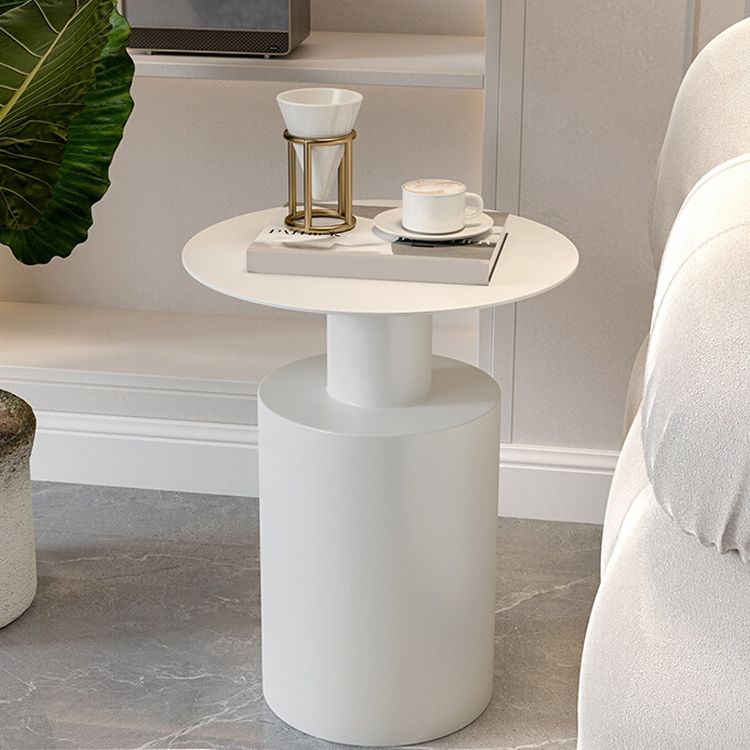 Mid-Century 19.7" Tall Pedestal End Table Round Metal Side Table