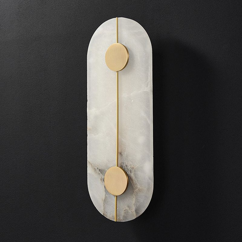 Brass and Stone Wall Lighting Round / Oval LED Wall Mounted Fixture in Gold