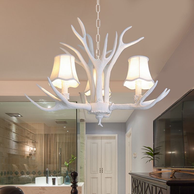 3/4/5 Lights Chandelier Lighting Fixture Modern Cone Resin Ceiling Suspension Lamp in White for Living Room
