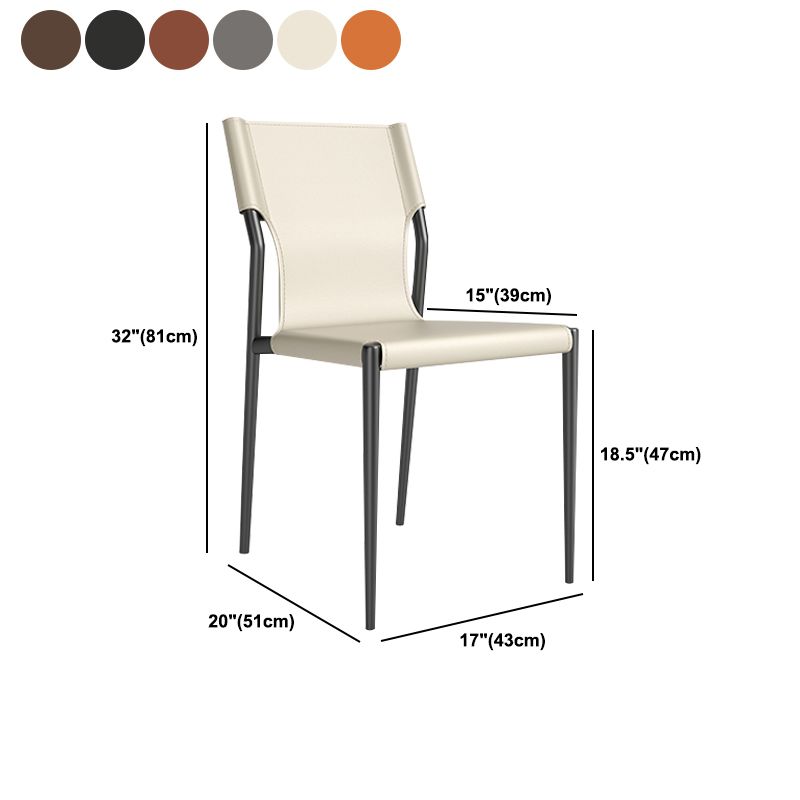 Leather Dining Chair Industrial Dining Side Chair with Black Legs