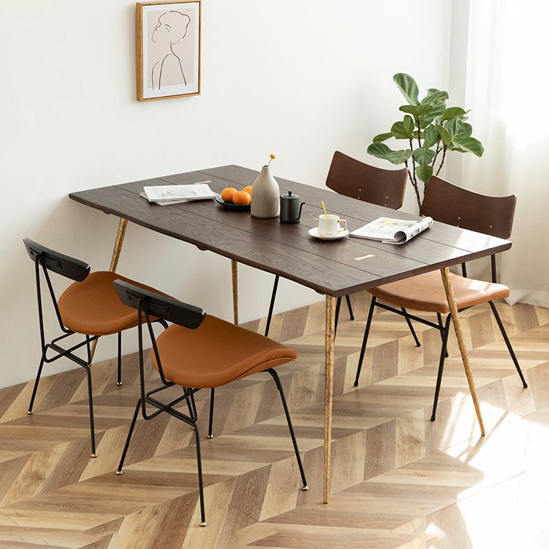 Metal Industrial Rectangle Dining Table Solid Wood Top Table with Legs
