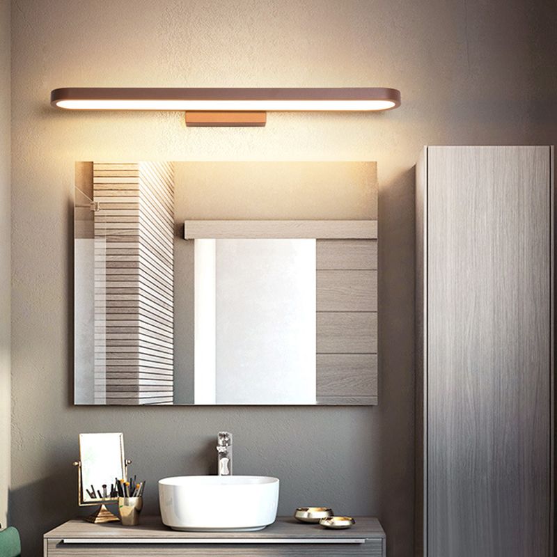 Contemporary LED Mirror Lamp Brown Metal Vanity Wall Light Fixtures for Bathroom