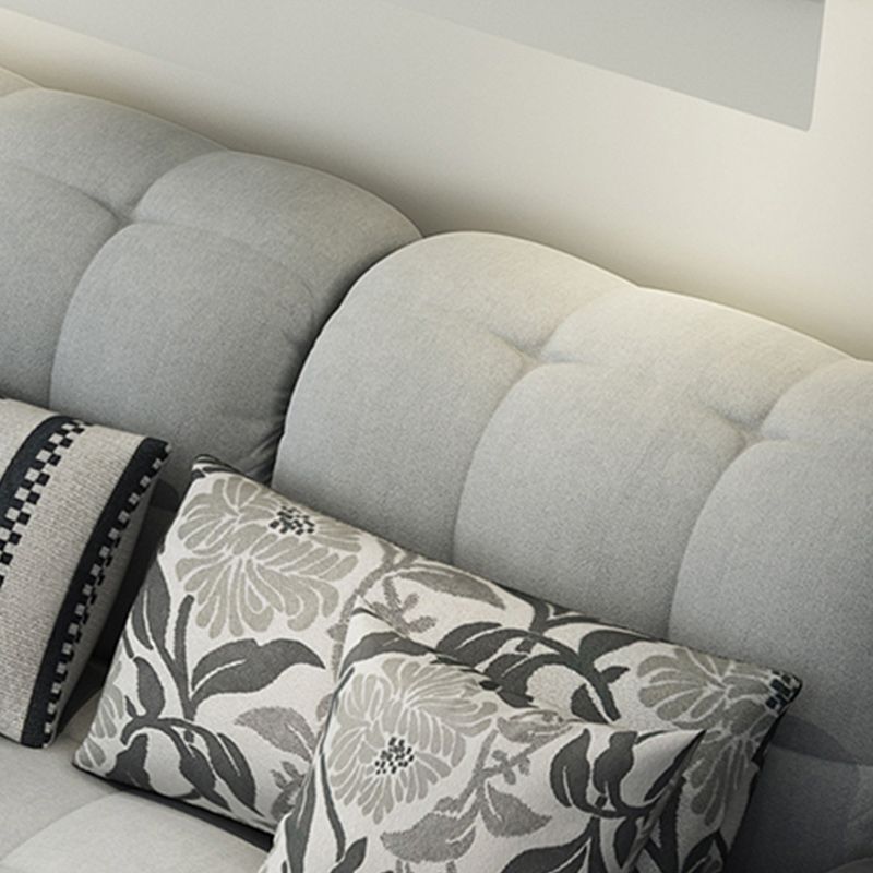 Farmhouse Linen Sofa with Chaise Pillow Top Arm 4-Seater Sofa