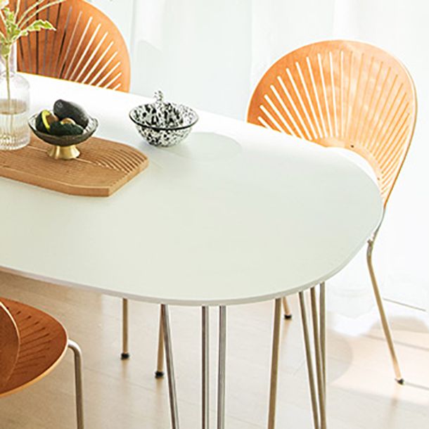 Sintered Stone Modern White Table for Restaurant Oval Dining Table with 4 Legs