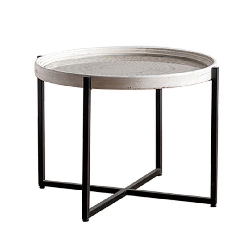 Contemporary Cross Legs Coffee Table 27.5" Long Round Cocktail Table