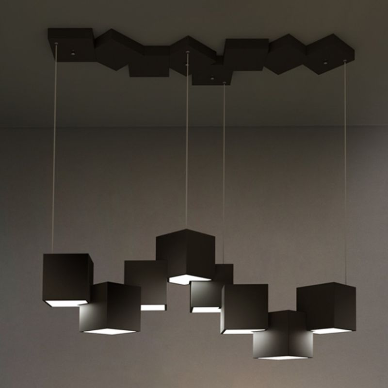 Multiple Square Island Pendant Lighting Modern Art Deco Metal LED Island Lamps for Art Gallery