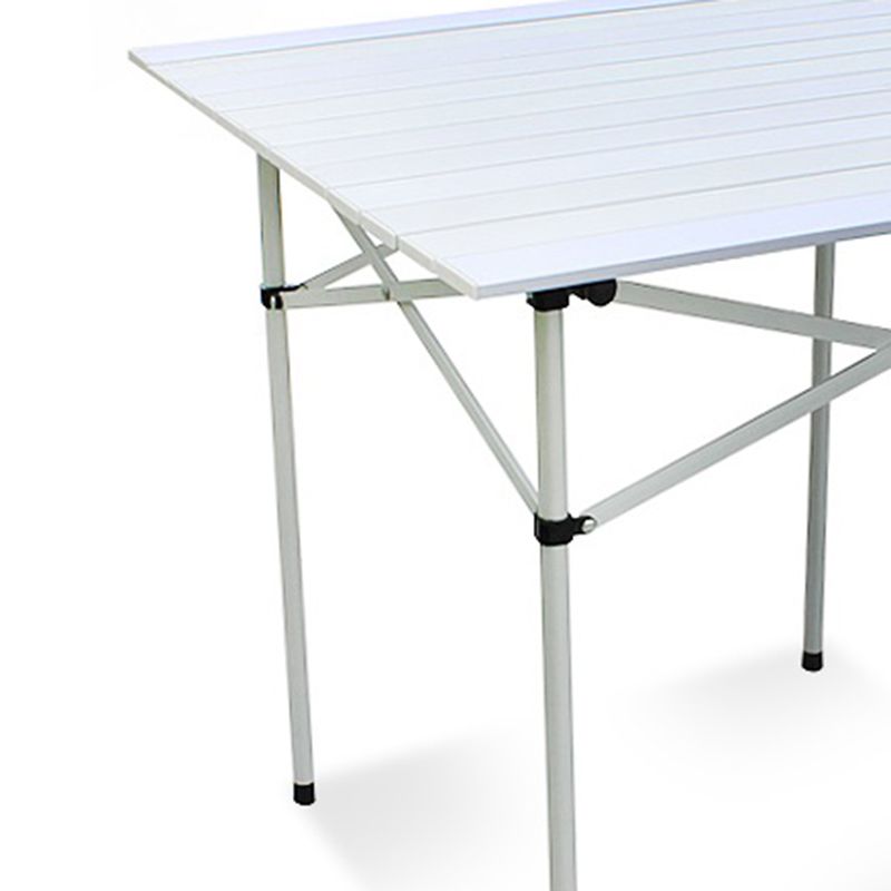 Contemporary Aluminum Frame Patio Table Square Silver Dining Table