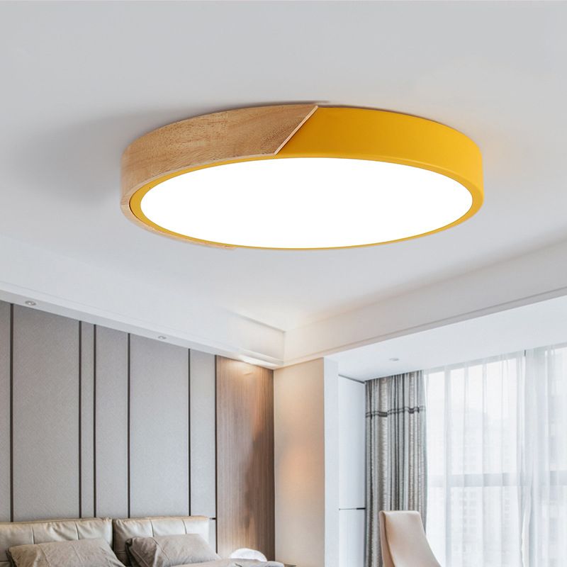 Plafonnier LED de style Macron avec cadre en métal et bois, plafonnier pour chambre d'enfant