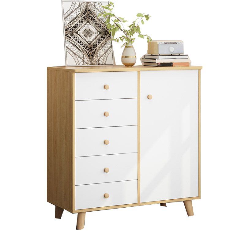 Scandinavian Natural Wood Storage Chest with Drawers for Home