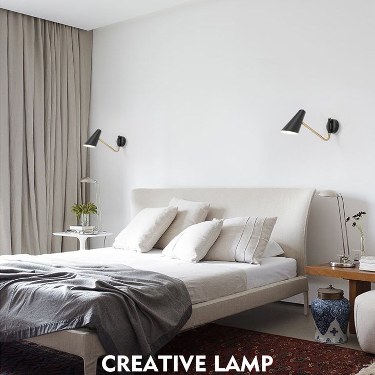 Lucinas de luz de pared cónica de estilo moderno lámparas de pared de 1 luces de metal en negro