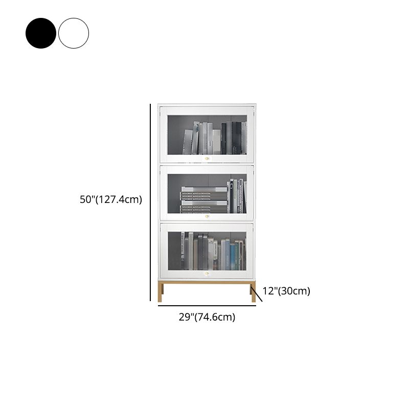 Glam Bookshelf Standard Wooden Shelf Bookcase with Cabinets for Office
