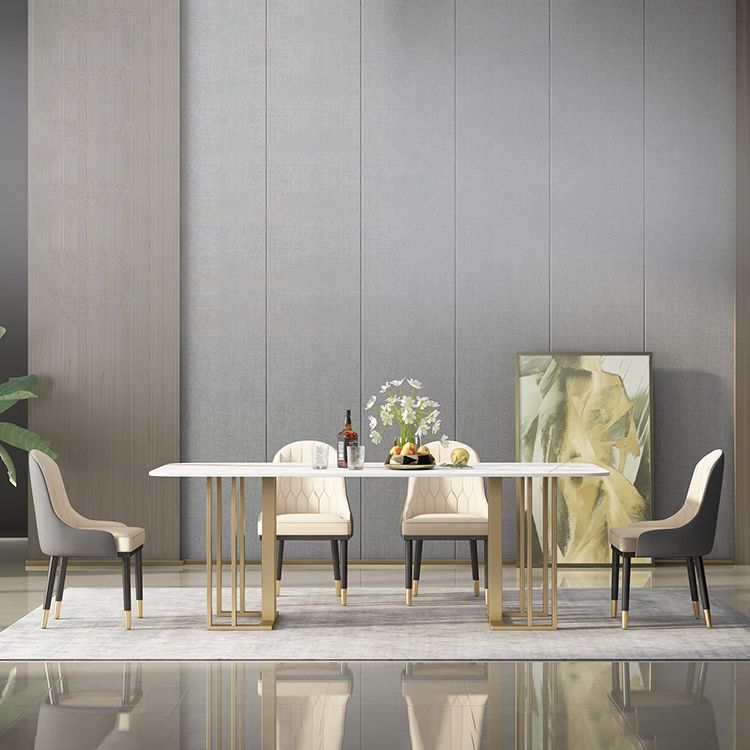 Glam 1/2/4/5/6 Pieces Dining Set Rectangle Stone Dining Table for Dining Room