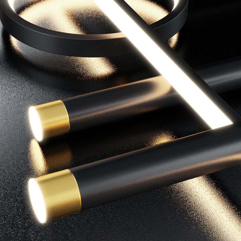 5-Light Contemporary Black/Golden Kitchen Island Lighting LED Metal Ceiling Light
