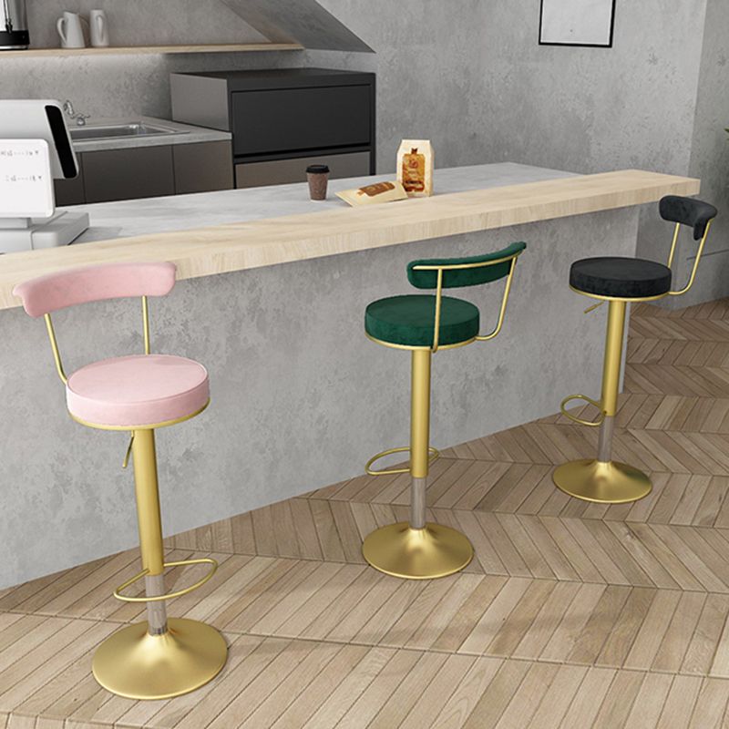 Glam Liftable Backrest Counter Stool Steel Kitchen Bar Stool with Cushion and Pedal