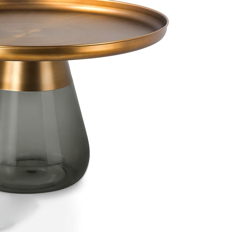 16.5"/20.4" Tall Glass Pedestal Metal Round Tray Top Coffee Table